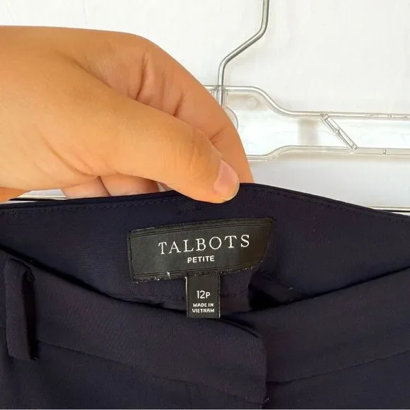 Talbots Navy Blue Fitted Blazer Straight Leg Pants Two Piece Pantsuit 12 Petite - Picture 10 of 14